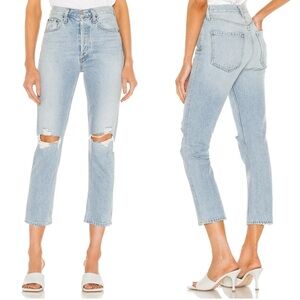 nwt agolde Riley High Rise Straight Crop in Clear Skies